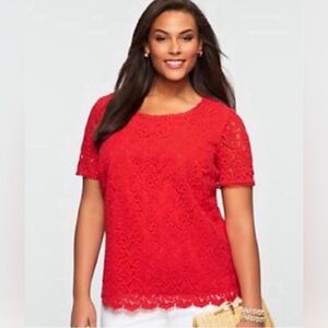 Talbots Red Crochet/Lace Lined Top